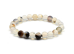 Браслет шарик 8мм из агата тибетского цвет черно-белый Радуга камня  фото 3