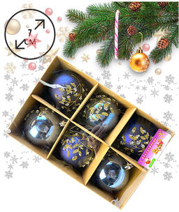 Новогоднее украшение шары со стразами 7см, 6шт в подарочной упаковке - Family фото 2