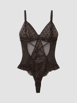 Puantiyeli ?p Ask?l? Kad?n Fantezi Bodysuit