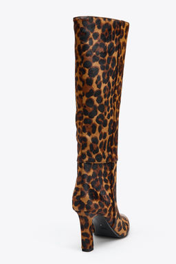 ANIMAL PRINT LEATHER AND SHEEPSKIN BOOTS - Zara фото 6