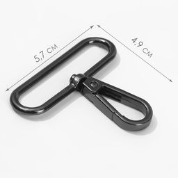 Цена за 2 шт. Карабин металлический, 57×49 мм / 50×3.5 мм, 3 шт., чёрный