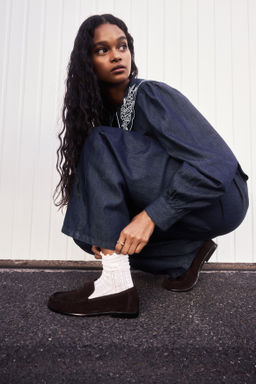 Pantal?n denim con cord?n de ajuste - H&m фото 5