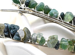 Женская заколка для волос с агатом моховым 6,5*0,8*1,3см