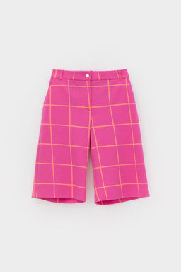 VERY NEAT _ ЕВТ 4107/неоново-розовый,клетка шорты жен  фото 5