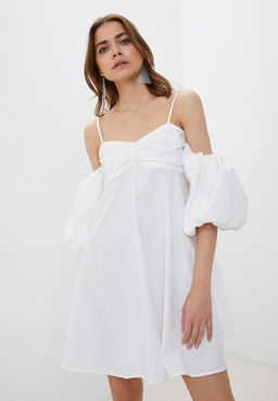 Платье-мини с объёмными рукавами