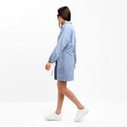 Платье женское короткое с кулиской MIST, голубое, размер 40-42