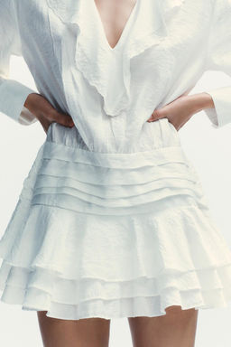 EMBROIDERED RUFFLE SHORT DRESS - Zara фото 3