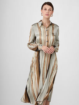 Платье из принтованной атласной ткани - Tantino фото 12