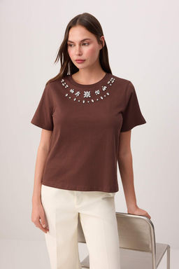 Beyaz Regular/Normal Kal?p Aksesuar Detayl? Tok %100 Pamuk Orme T-Shirt TWOSS26TS00007 - Trendyolmilla фото 14