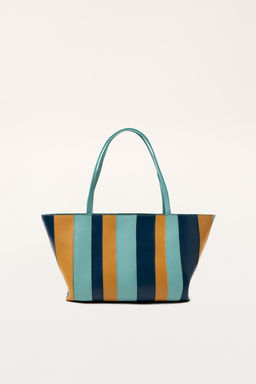 STRIPED LEATHER TOTE BAG - LIMITED EDITION