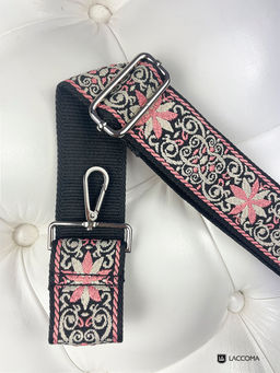 LACCOMA ремень 1000-22-5-узор-черн/беж/розов полиэстр