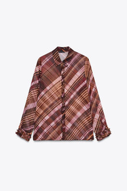 SEMI-SHEER CHECK BLOUSE - Zara фото 6