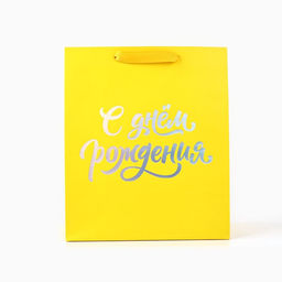 Пакет подарочный «С днём рождения», голография, ML 23 х 11.5 х 27 см