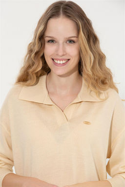 Женский кремовый меланжевый свитер Неожиданная скидка в корзине - U.s. polo assn фото 2