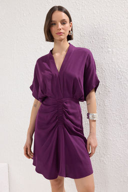 Siyah Duz Lastikli K?sa / Mini Dokuma Elbise TWOSS25EL00587 - Trendyolmilla фото 5