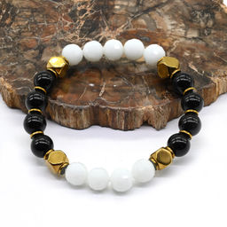 Браслет для мужчин из агата и гематита шарик 10мм, 18см Радуга камня