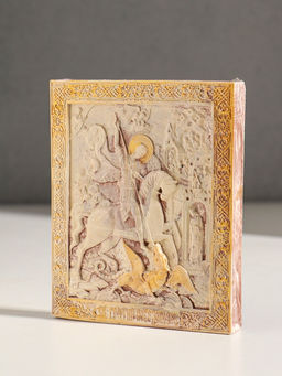 Икона  Георгий победоносец, с подвесом, 12?10?2 см, гипс, роспись