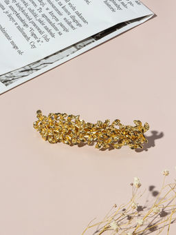 Цена за 2 шт. Заколка - автомат для волос «Престиж», листики, 8.5 см, золото