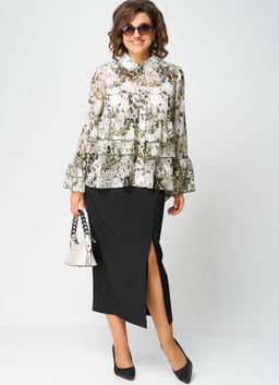 Блуза EVA GRANT 7221 принт олива