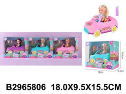 Кукла в машине, с аксесс. (2965806) 3цв. в ассорт., в коробке 18*9,5*15,5см