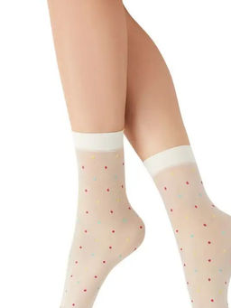 MINI calz. POIS COLORS 20 нос. разноцвет. горошек - avorio - Minimi фото 3