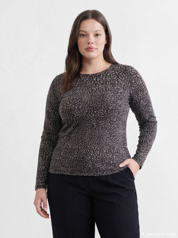 Bisiklet Yaka Leopar Desenli Bluz