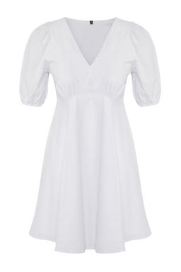 Trendyolmilla Lacivert Etegi Belden Ac?lan Pamuk Elbise TWOSS25EL00803  фото 6