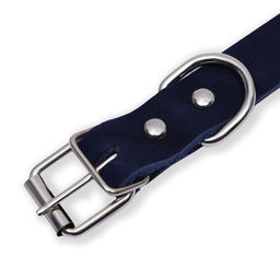 Ошейник кожаный однослойный, 45 х 2 см, ОШ 25-35 см, синий - Пижон фото 4