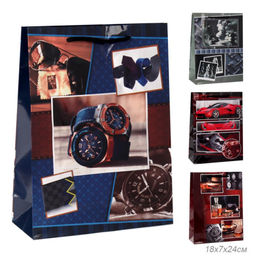 Цена за 12 шт. Пакет подарочный 18x24x7см 23 февраля / 473-1 /уп 12/1500/микс/128г/м2