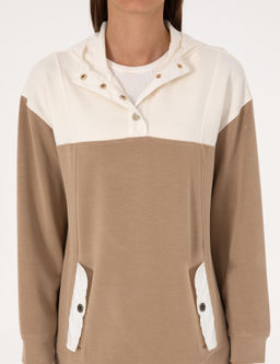 Bej Oversize Modal Kar___ml_ Sweatshirt - Pierre cardin фото 6