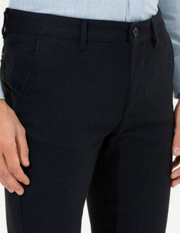 Lacivert Slim Fit Kanvas Pantolon