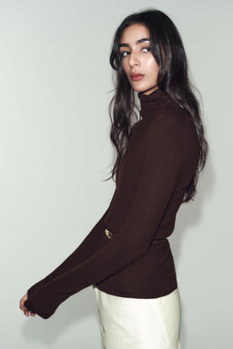 100% WOOL HIGH NECK JUMPER WITH BELT - Zara фото 10