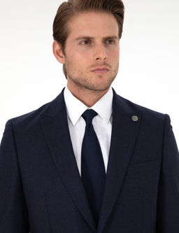Lacivert Slim Fit Y_n Tak_m Elbise