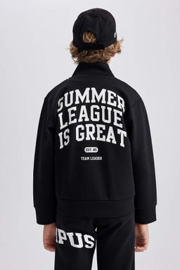 Толстовка на молнии с высоким воротником для мальчиков с принтом - Defacto фото 9