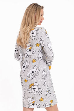 Сорочка с длинным рукавом начес М325413сж серый/желтый