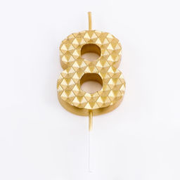 Свеча в торт на шпажке Соты, цифра 8, 7 см, золото - Simaland фото 3