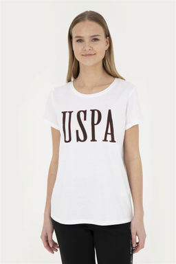 Женская белая футболка с круглым вырезом