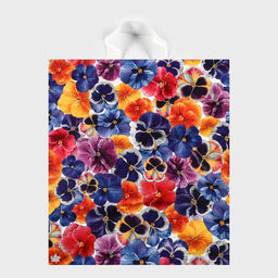 Цена за 50 шт. Пакет "Цветочки", полиэтиленовый, с петлевой ручкой, 42 x 38 см, 37 мкм