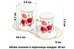 Набор д/специй 2 пр.  Маки 16,5*9*7,5 см на подставке NEW BONE CHINA - Elan gallery фото 10