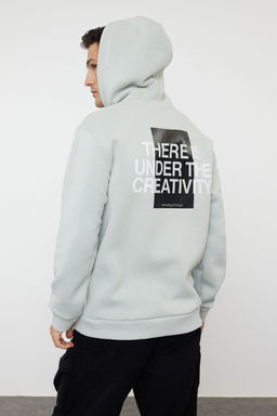 TRENDYOL MAN Siyah %100 Pamuk Oversize/Genis Kesim Kapusonlu Uzun Kol S?rt Yaz? Bask?l? Sweatshirt TMNAW24SW00220 - Trendyolmilla фото 13