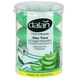 Мыло туалетное твердое Dalan Fresh & Minerals 110г, набор 4шт, Алое вера, в тубе (Турция)