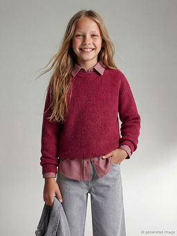 Bisiklet Yaka K?z ?ocuk Triko Kazak