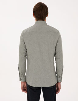 Ye_il Slim Fit Dokulu Uzun Kollu G_mlek