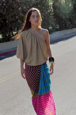 FALDA PAREO DRAPEADA ESTAMPADO RAYAS / Multicolor - Zara фото 5