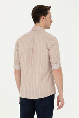 Мужская рубашка песочного цвета с длинным рукавом - U.s. polo assn фото 12