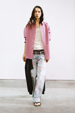 TRF LOOSE FOLDED PRINTED low-rise JEANS
