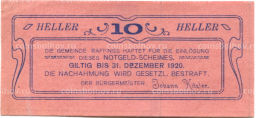 10 геллеров 1920 года Австрия Раффингс (нотгельд)