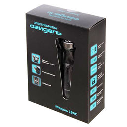 Электробритва "Агидель 19АС", аккумуляторно-сетевая, 5Вт, стальные ножи, 3-х ножевая, откидной триммер, LСD дисплей, IPX7 влагозащита, подключение через USB, батарея Li-ion емкостью 2000 mAh, автоматическая работа 3 часа, подарочная коробка 23х16х7см