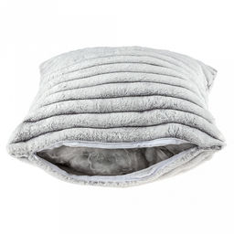 Наволочка декоративная на молнии 45х45см Белый тигр-001, велсофт Marmari, тиснение полоса, высокий ворс, полиэстер 100%, плотность 350г/м2, упаковка на картоне, Домашняя мода (Россия)  фото 3