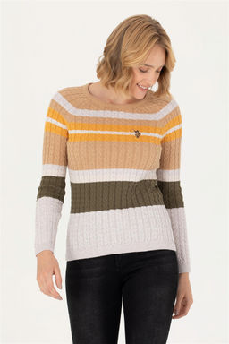 Женский свитер с круглым вырезом из каменного меланжа Неожиданная скидка в корзине - U.s. polo assn фото 3